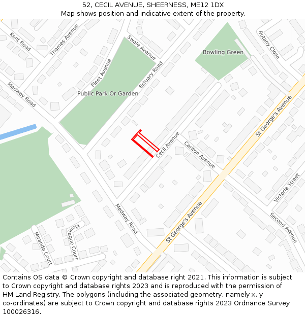 52, CECIL AVENUE, SHEERNESS, ME12 1DX: Location map and indicative extent of plot
