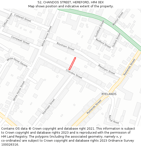 52, CHANDOS STREET, HEREFORD, HR4 0EX: Location map and indicative extent of plot