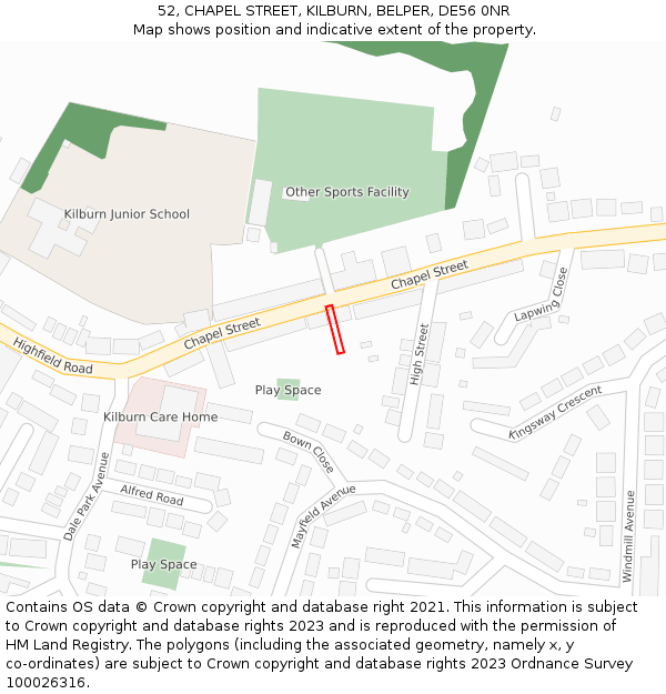 52, CHAPEL STREET, KILBURN, BELPER, DE56 0NR: Location map and indicative extent of plot