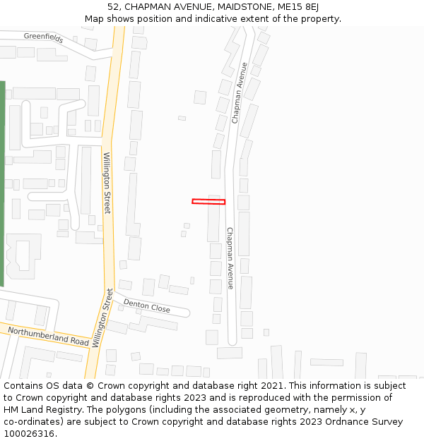 52, CHAPMAN AVENUE, MAIDSTONE, ME15 8EJ: Location map and indicative extent of plot