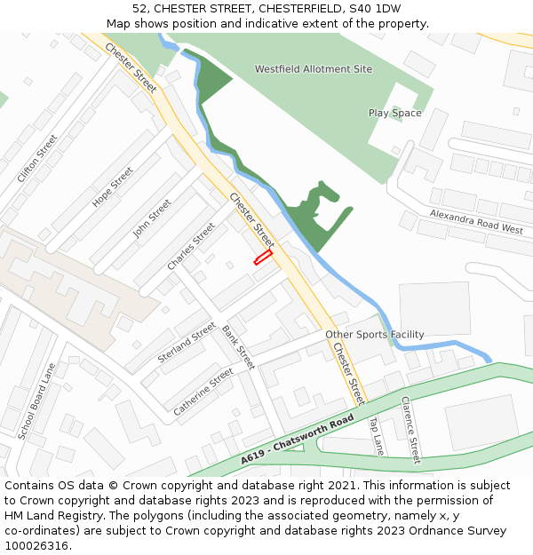 52, CHESTER STREET, CHESTERFIELD, S40 1DW: Location map and indicative extent of plot
