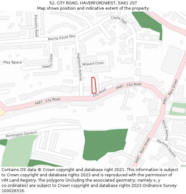 52, CITY ROAD, HAVERFORDWEST, SA61 2ST: Location map and indicative extent of plot