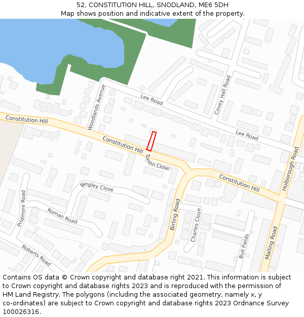 52, CONSTITUTION HILL, SNODLAND, ME6 5DH: Location map and indicative extent of plot