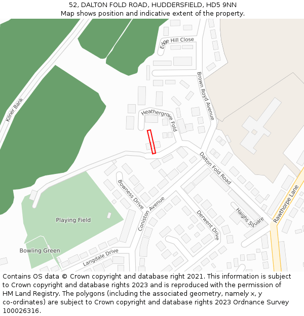 52, DALTON FOLD ROAD, HUDDERSFIELD, HD5 9NN: Location map and indicative extent of plot