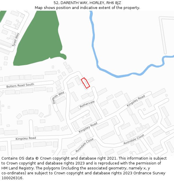 52, DARENTH WAY, HORLEY, RH6 8JZ: Location map and indicative extent of plot