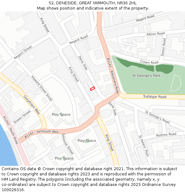 52, DENESIDE, GREAT YARMOUTH, NR30 2HL: Location map and indicative extent of plot