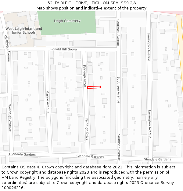 52, FAIRLEIGH DRIVE, LEIGH-ON-SEA, SS9 2JA: Location map and indicative extent of plot