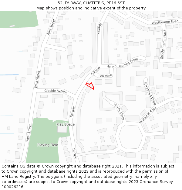 52, FAIRWAY, CHATTERIS, PE16 6ST: Location map and indicative extent of plot