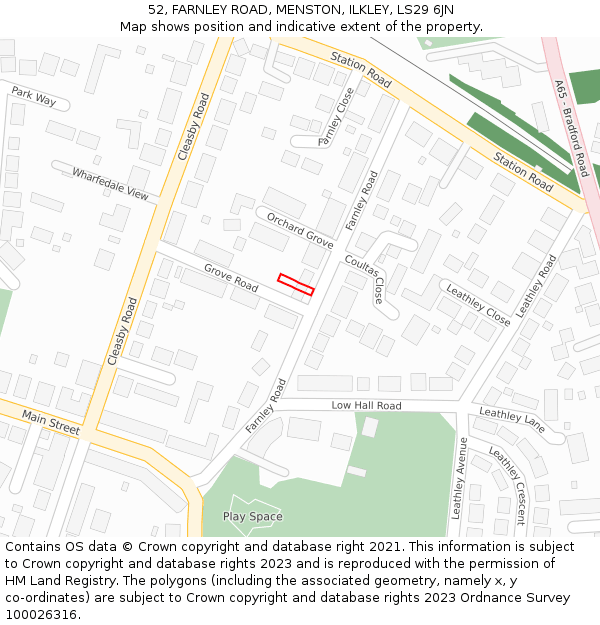 52, FARNLEY ROAD, MENSTON, ILKLEY, LS29 6JN: Location map and indicative extent of plot
