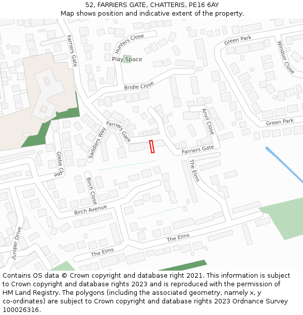 52, FARRIERS GATE, CHATTERIS, PE16 6AY: Location map and indicative extent of plot