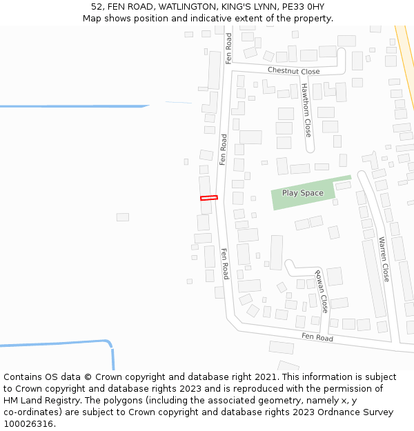 52, FEN ROAD, WATLINGTON, KING'S LYNN, PE33 0HY: Location map and indicative extent of plot