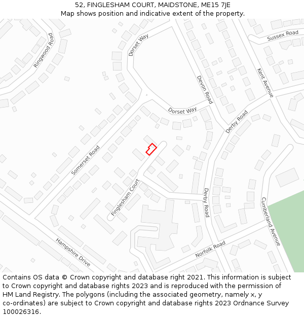 52, FINGLESHAM COURT, MAIDSTONE, ME15 7JE: Location map and indicative extent of plot