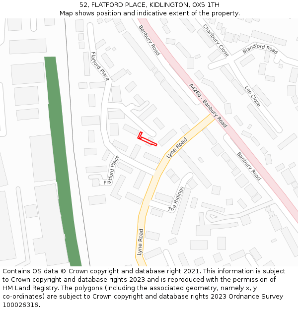 52, FLATFORD PLACE, KIDLINGTON, OX5 1TH: Location map and indicative extent of plot