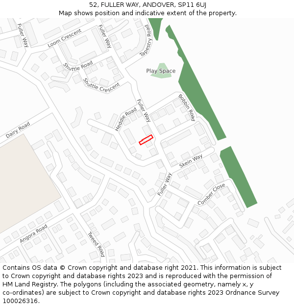 52, FULLER WAY, ANDOVER, SP11 6UJ: Location map and indicative extent of plot