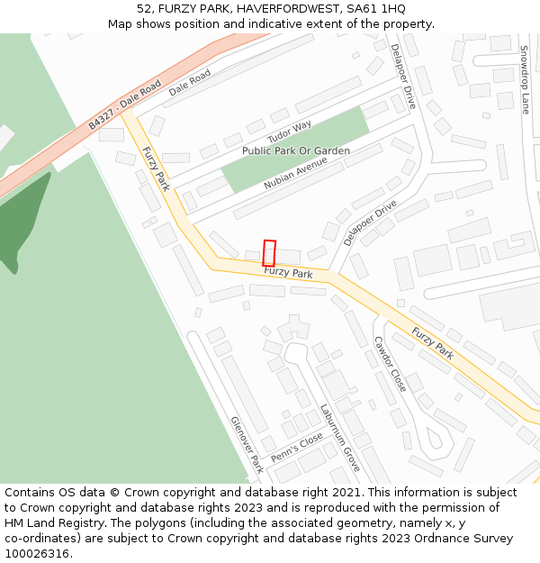 52, FURZY PARK, HAVERFORDWEST, SA61 1HQ: Location map and indicative extent of plot