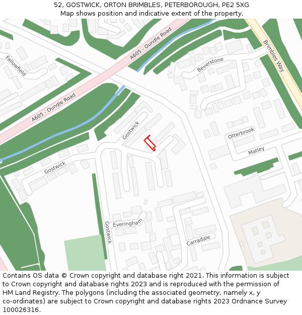 52, GOSTWICK, ORTON BRIMBLES, PETERBOROUGH, PE2 5XG: Location map and indicative extent of plot