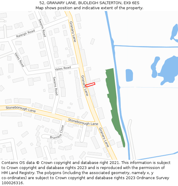52, GRANARY LANE, BUDLEIGH SALTERTON, EX9 6ES: Location map and indicative extent of plot