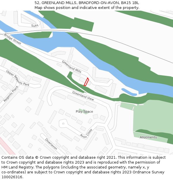 52, GREENLAND MILLS, BRADFORD-ON-AVON, BA15 1BL: Location map and indicative extent of plot