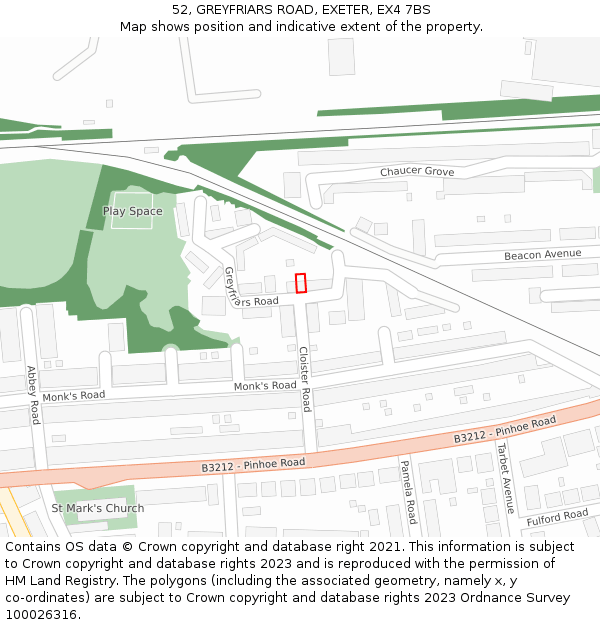 52, GREYFRIARS ROAD, EXETER, EX4 7BS: Location map and indicative extent of plot