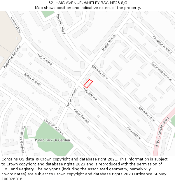 52, HAIG AVENUE, WHITLEY BAY, NE25 8JG: Location map and indicative extent of plot