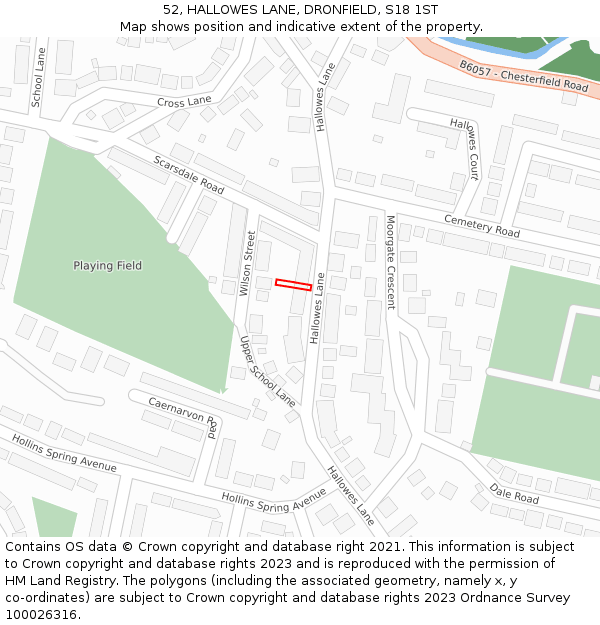 52, HALLOWES LANE, DRONFIELD, S18 1ST: Location map and indicative extent of plot
