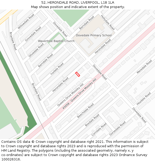 52, HERONDALE ROAD, LIVERPOOL, L18 1LA: Location map and indicative extent of plot