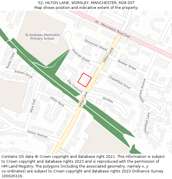 52, HILTON LANE, WORSLEY, MANCHESTER, M28 0ST: Location map and indicative extent of plot