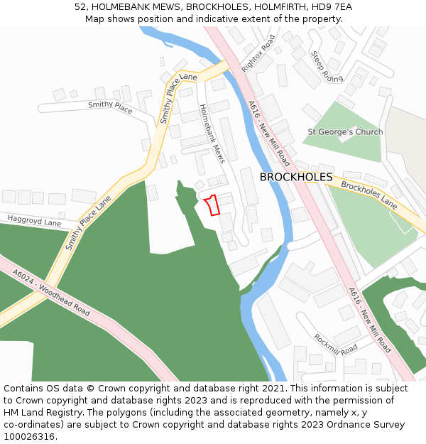 52, HOLMEBANK MEWS, BROCKHOLES, HOLMFIRTH, HD9 7EA: Location map and indicative extent of plot