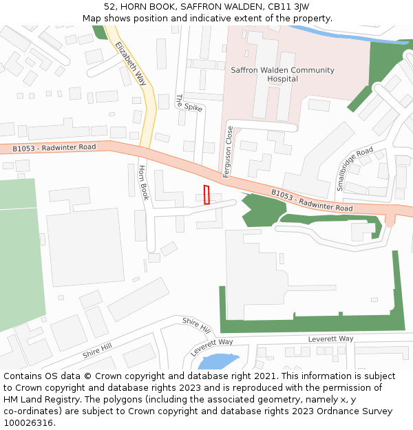 52, HORN BOOK, SAFFRON WALDEN, CB11 3JW: Location map and indicative extent of plot