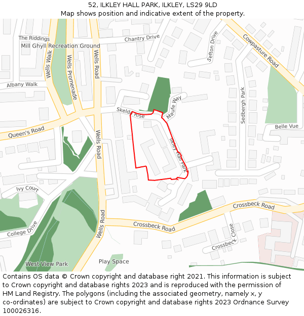 52, ILKLEY HALL PARK, ILKLEY, LS29 9LD: Location map and indicative extent of plot