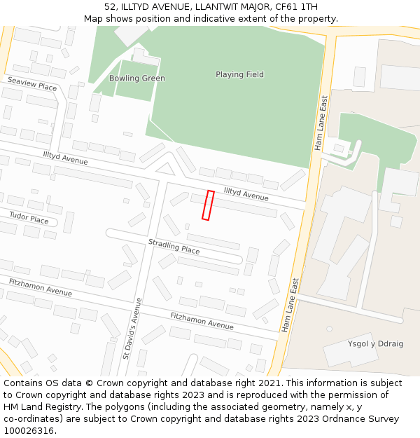 52, ILLTYD AVENUE, LLANTWIT MAJOR, CF61 1TH: Location map and indicative extent of plot