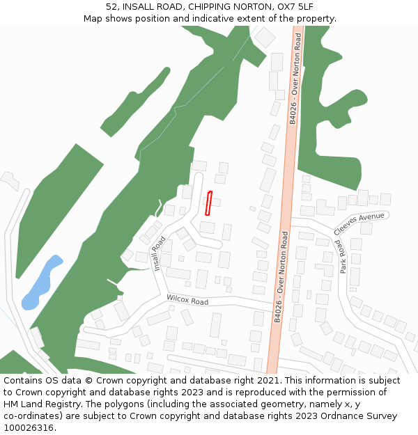 52, INSALL ROAD, CHIPPING NORTON, OX7 5LF: Location map and indicative extent of plot