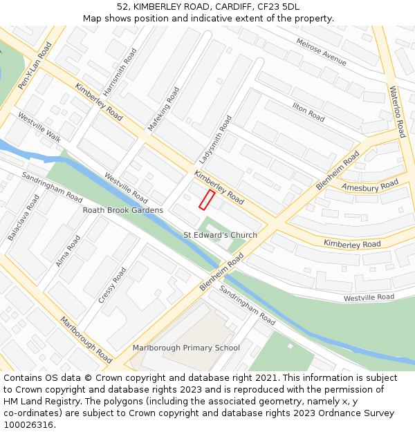 52, KIMBERLEY ROAD, CARDIFF, CF23 5DL: Location map and indicative extent of plot