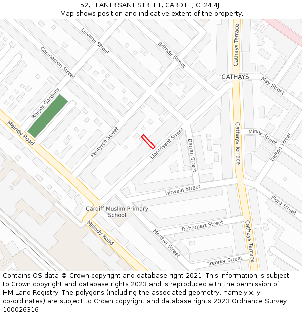 52, LLANTRISANT STREET, CARDIFF, CF24 4JE: Location map and indicative extent of plot