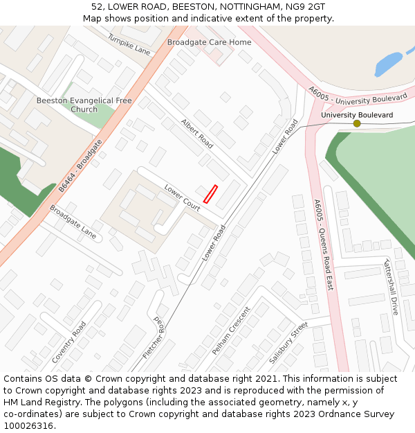 52, LOWER ROAD, BEESTON, NOTTINGHAM, NG9 2GT: Location map and indicative extent of plot