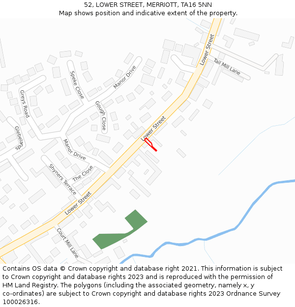 52, LOWER STREET, MERRIOTT, TA16 5NN: Location map and indicative extent of plot