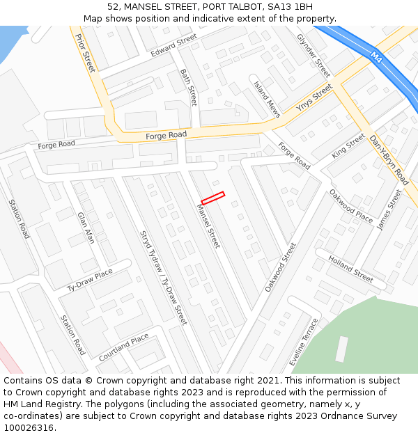 52, MANSEL STREET, PORT TALBOT, SA13 1BH: Location map and indicative extent of plot