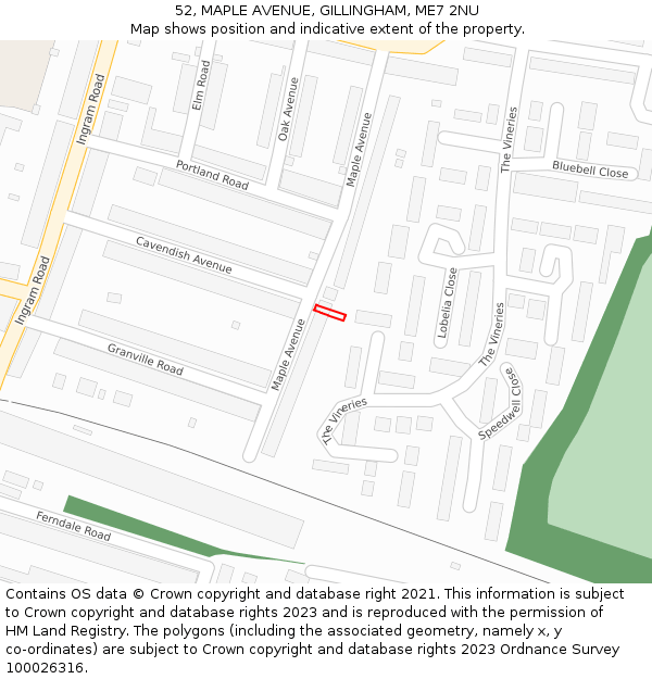 52, MAPLE AVENUE, GILLINGHAM, ME7 2NU: Location map and indicative extent of plot
