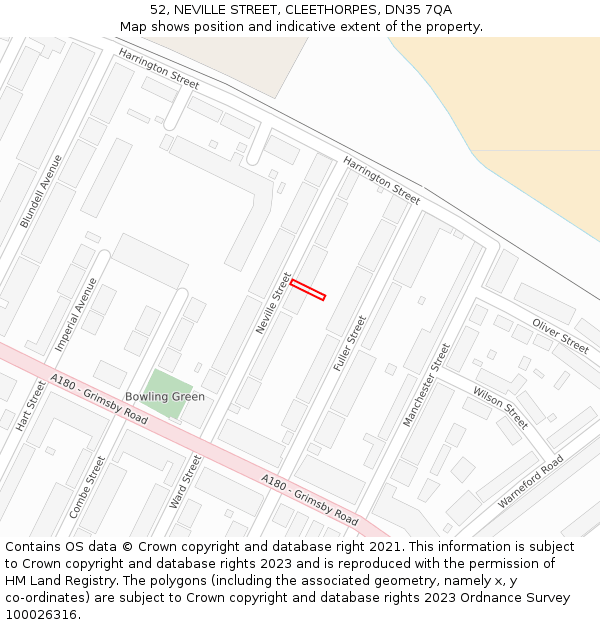 52, NEVILLE STREET, CLEETHORPES, DN35 7QA: Location map and indicative extent of plot
