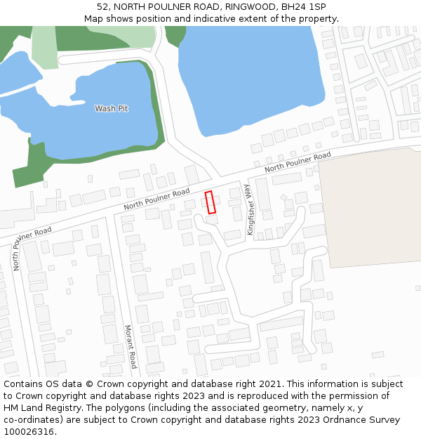 52, NORTH POULNER ROAD, RINGWOOD, BH24 1SP: Location map and indicative extent of plot