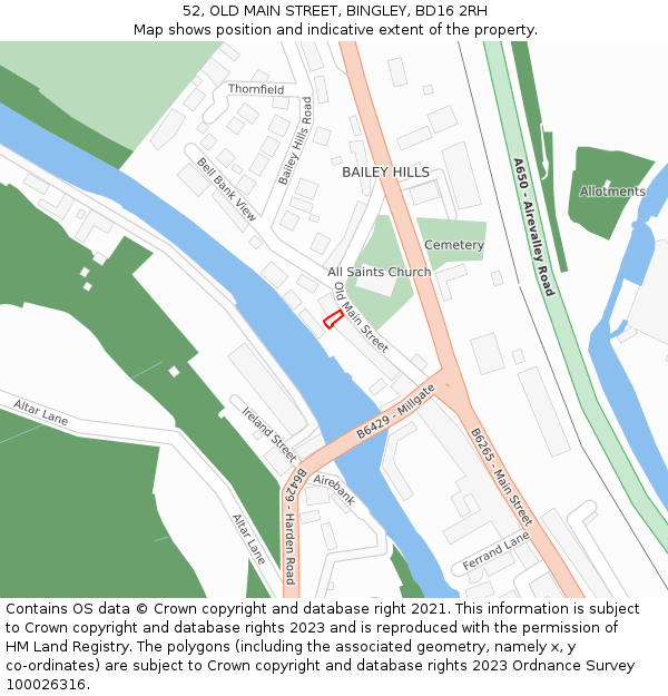 52, OLD MAIN STREET, BINGLEY, BD16 2RH: Location map and indicative extent of plot