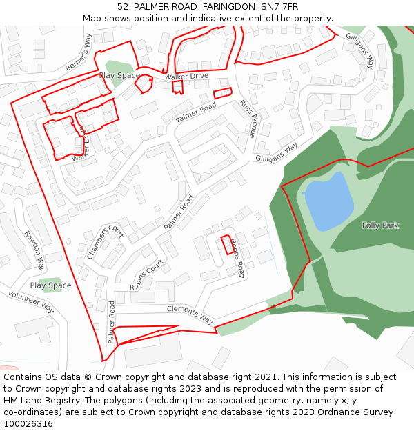 52, PALMER ROAD, FARINGDON, SN7 7FR: Location map and indicative extent of plot