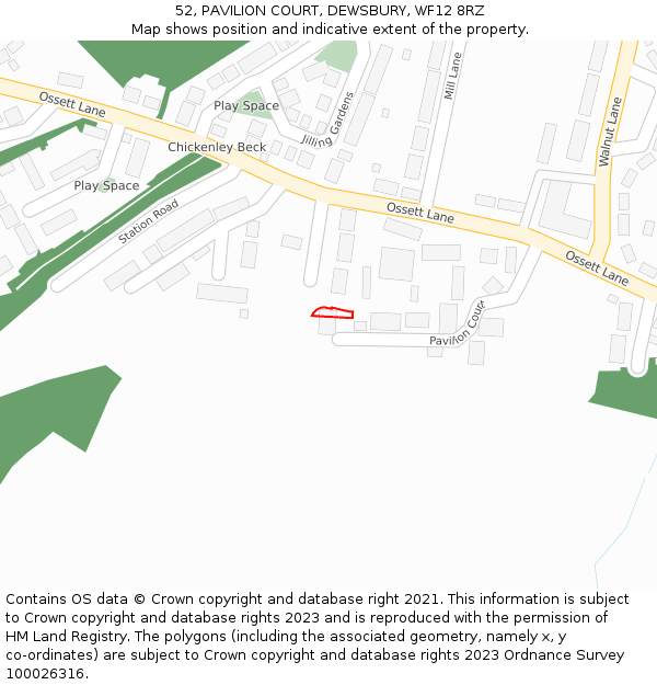52, PAVILION COURT, DEWSBURY, WF12 8RZ: Location map and indicative extent of plot