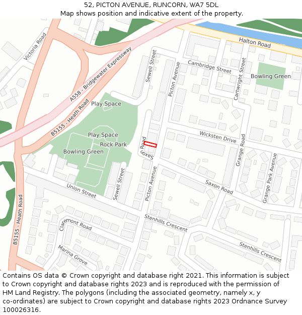 52, PICTON AVENUE, RUNCORN, WA7 5DL: Location map and indicative extent of plot