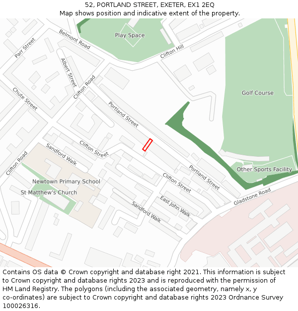52, PORTLAND STREET, EXETER, EX1 2EQ: Location map and indicative extent of plot