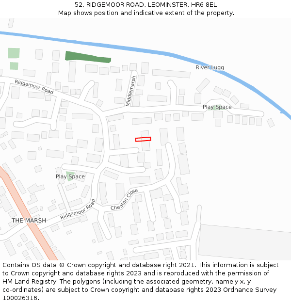 52, RIDGEMOOR ROAD, LEOMINSTER, HR6 8EL: Location map and indicative extent of plot