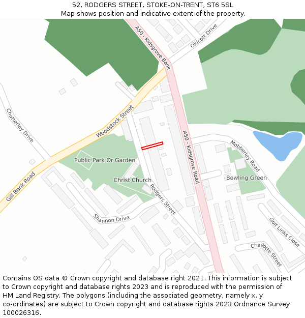 52, RODGERS STREET, STOKE-ON-TRENT, ST6 5SL: Location map and indicative extent of plot