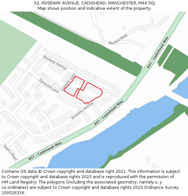 52, ROSEWAY AVENUE, CADISHEAD, MANCHESTER, M44 5GJ: Location map and indicative extent of plot