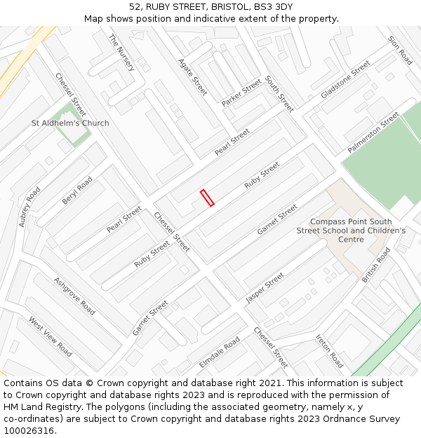 52, RUBY STREET, BRISTOL, BS3 3DY: Location map and indicative extent of plot