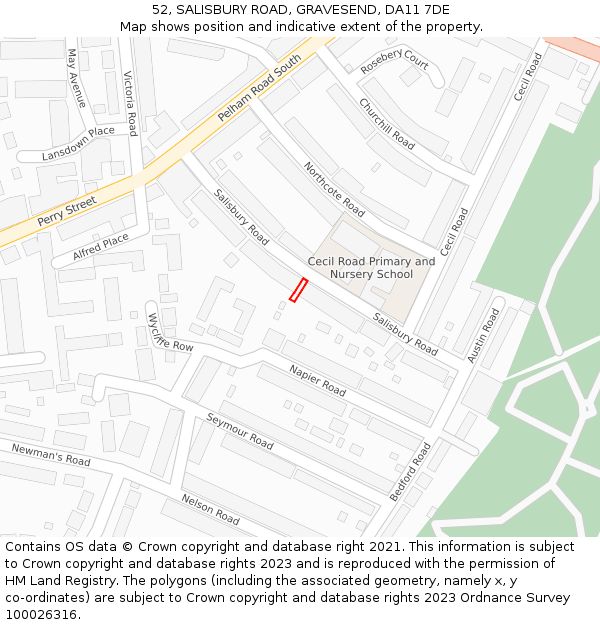 52, SALISBURY ROAD, GRAVESEND, DA11 7DE: Location map and indicative extent of plot